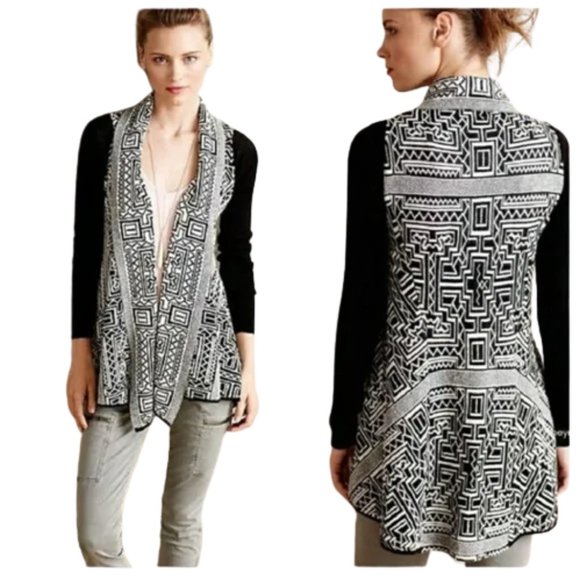 Anthropologie Field Flower Stamped Jacquard Cardigan - Picture 1 of 5